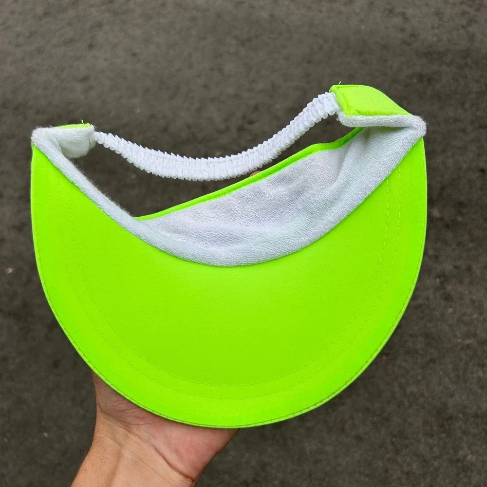 Vintage The Performer Neon Green Visor Golf Tennis Sports Hat Cap One Size Y2K